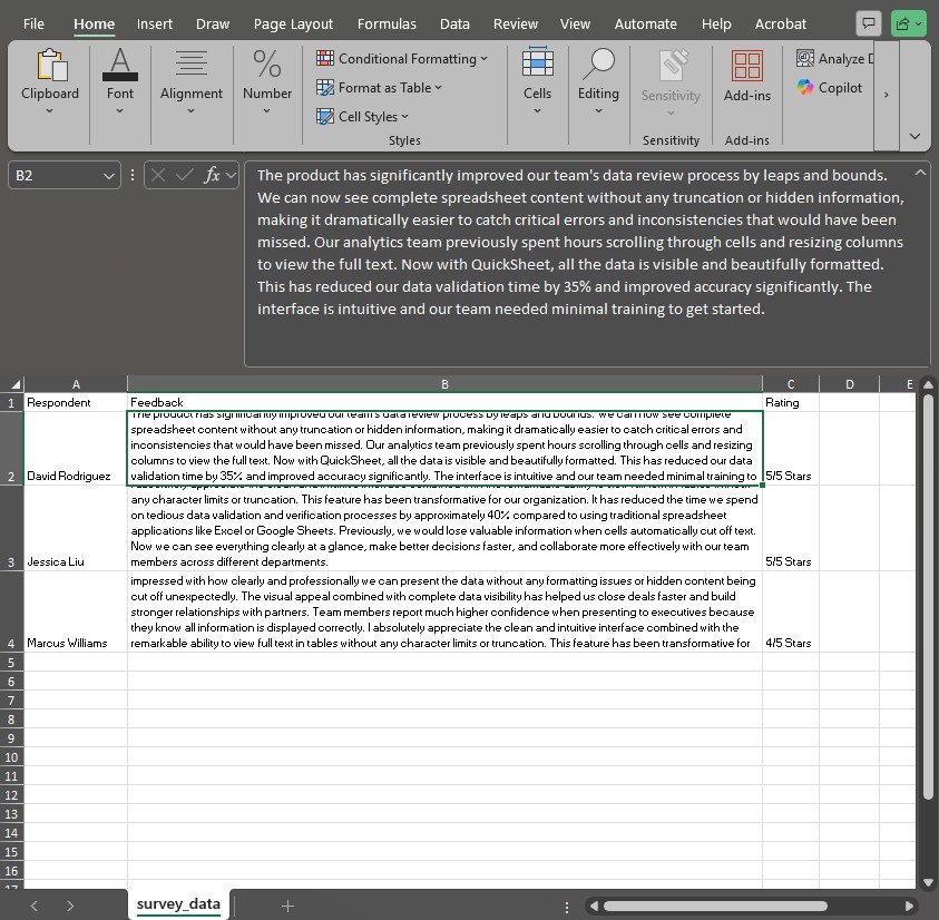 Standard Spreadsheet